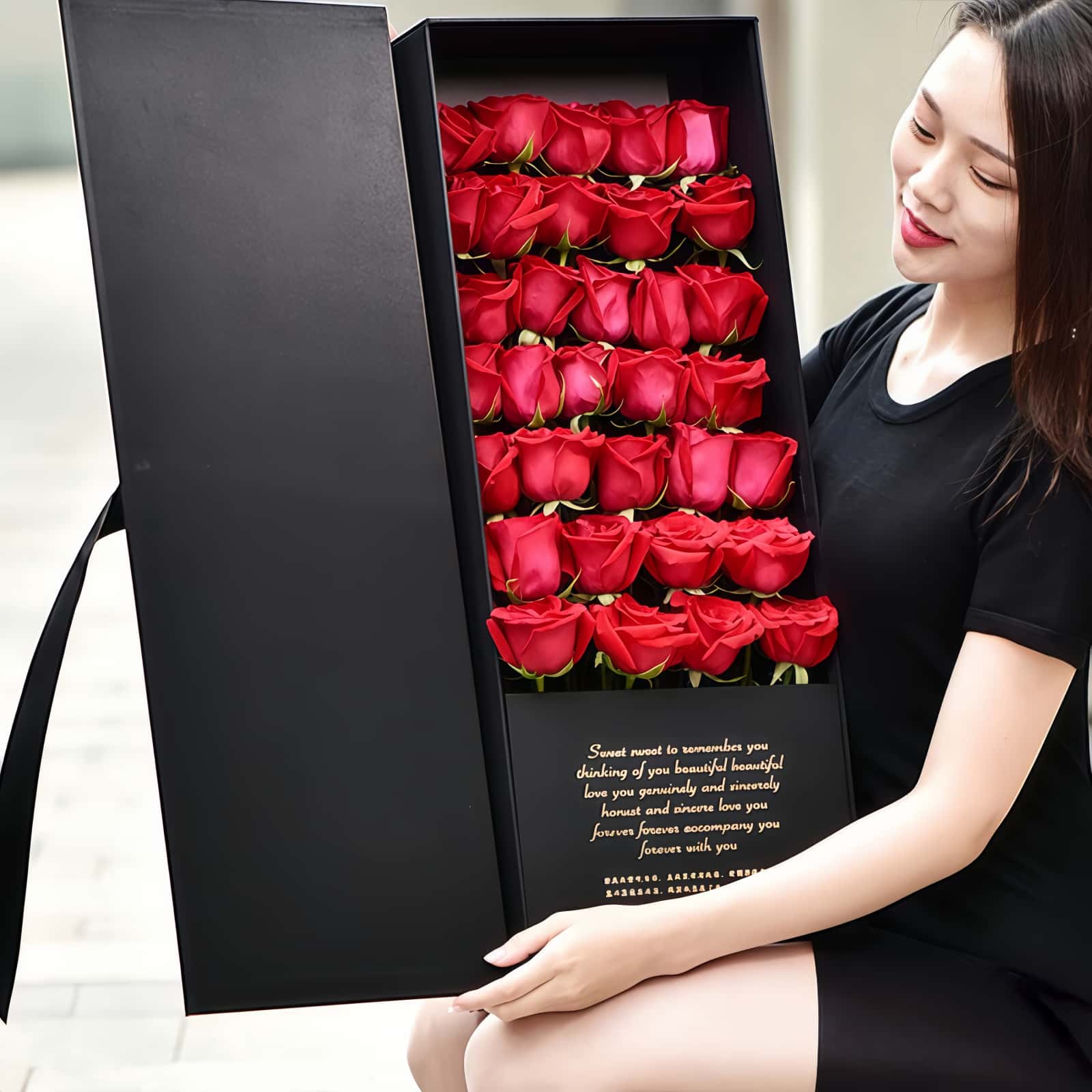 33 Red Roses Gift Box - Eternal Passion Luxury Floral Arrangement - 5