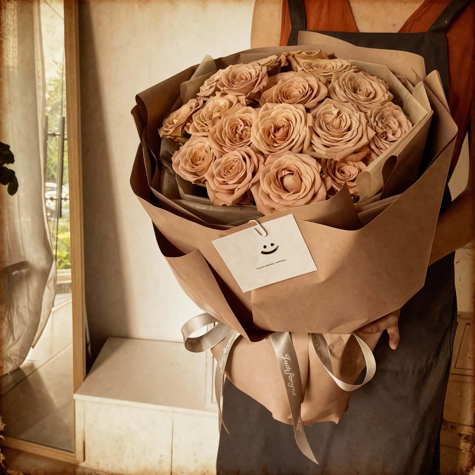 19 Cappuccino Roses Bouquet – Sweet Delight 19 Cappuccino Roses Bouquet - Elegant Vintage Coffee-Toned Flowers