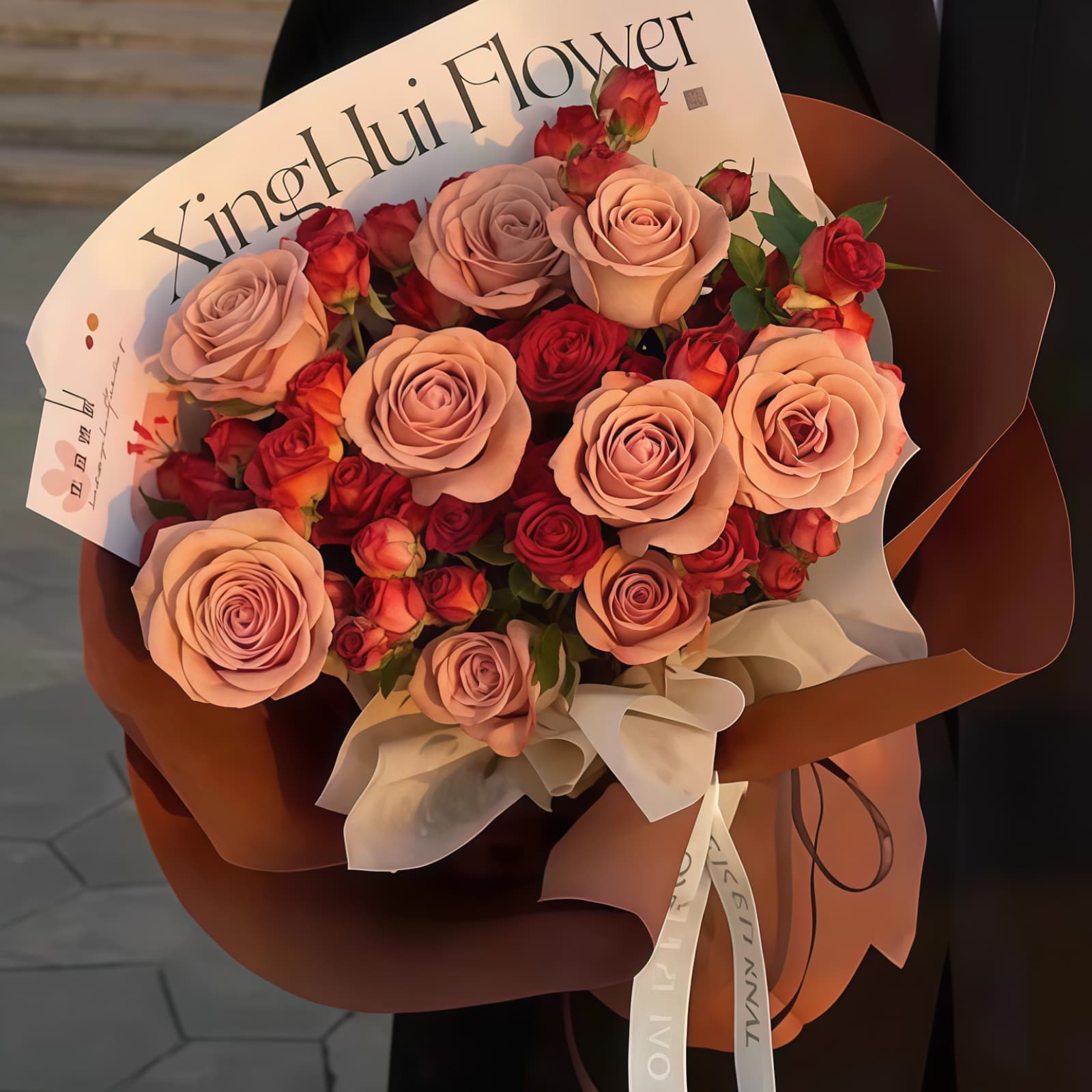 9 Cappuccino and Chocolate Roses Bouquet – Warm Tones 9 Cappuccino & Chocolate Roses Bouquet | Elegant Floral Gift