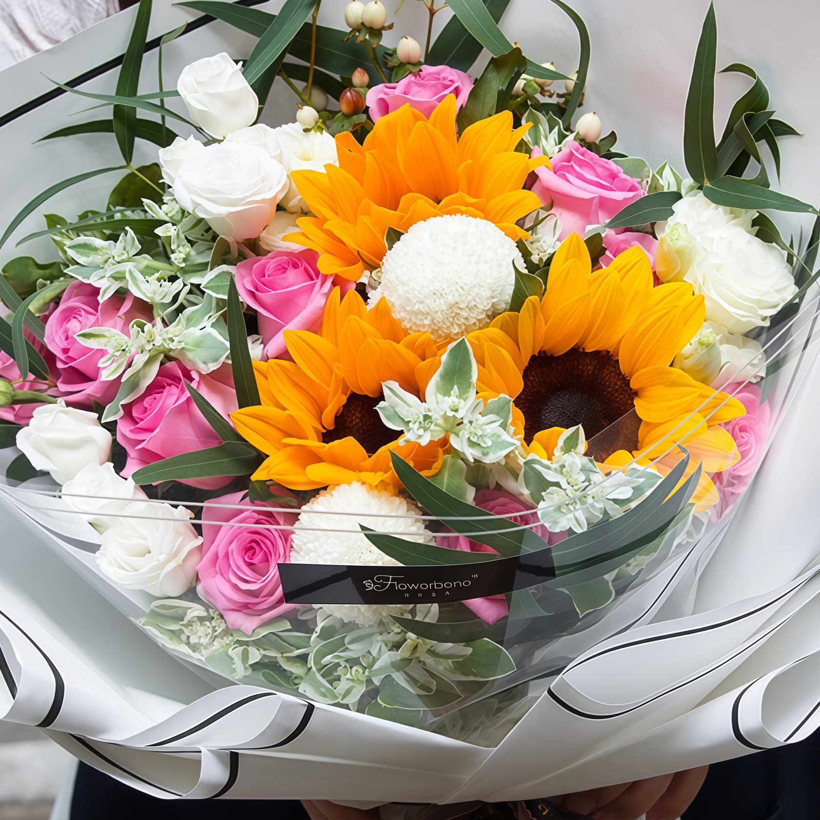 Mixed Roses & Sunflowers Bouquet - Pure Devotion | Fresh Floral Gift - 2