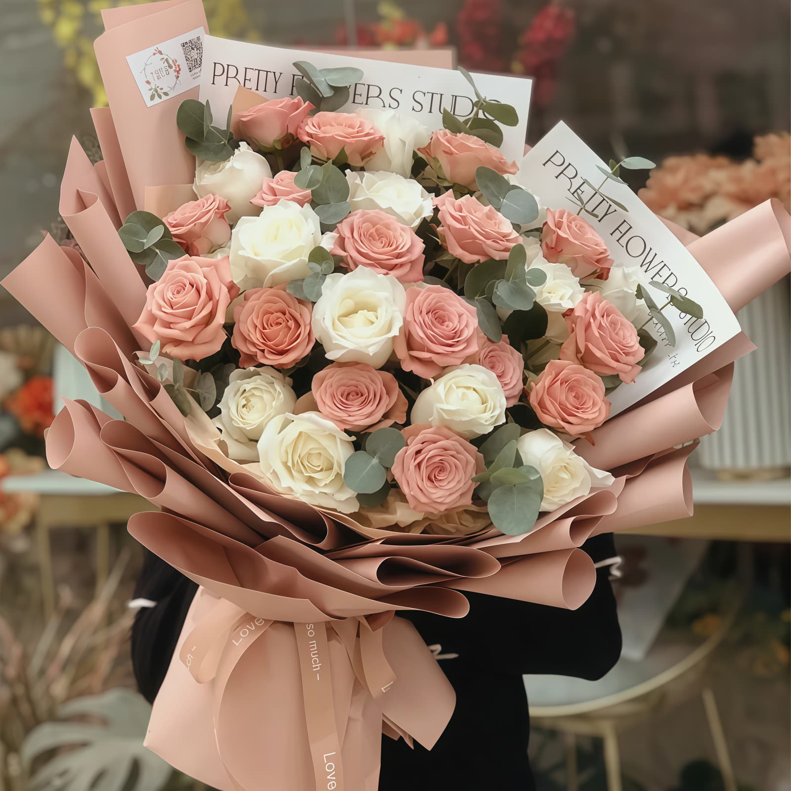 29 Mixed Cappuccino & White Roses – Sweet Serenade Mixed Cappuccino & White Roses Bouquet - Sweet Serenade Floral Gift