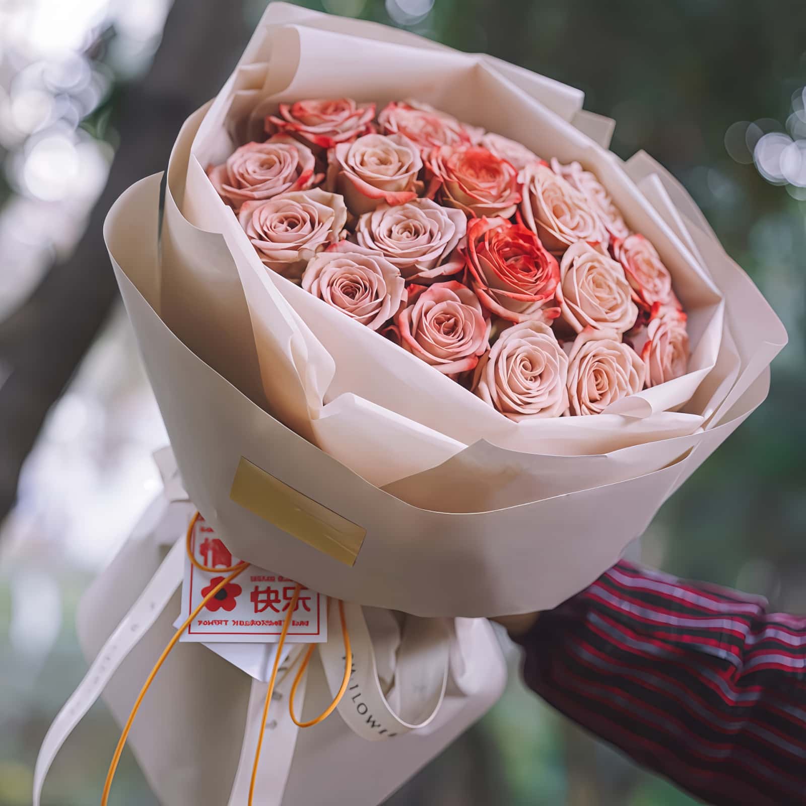 19 Cappuccino Roses Bouquet - Elegant & Romantic Floral Gift