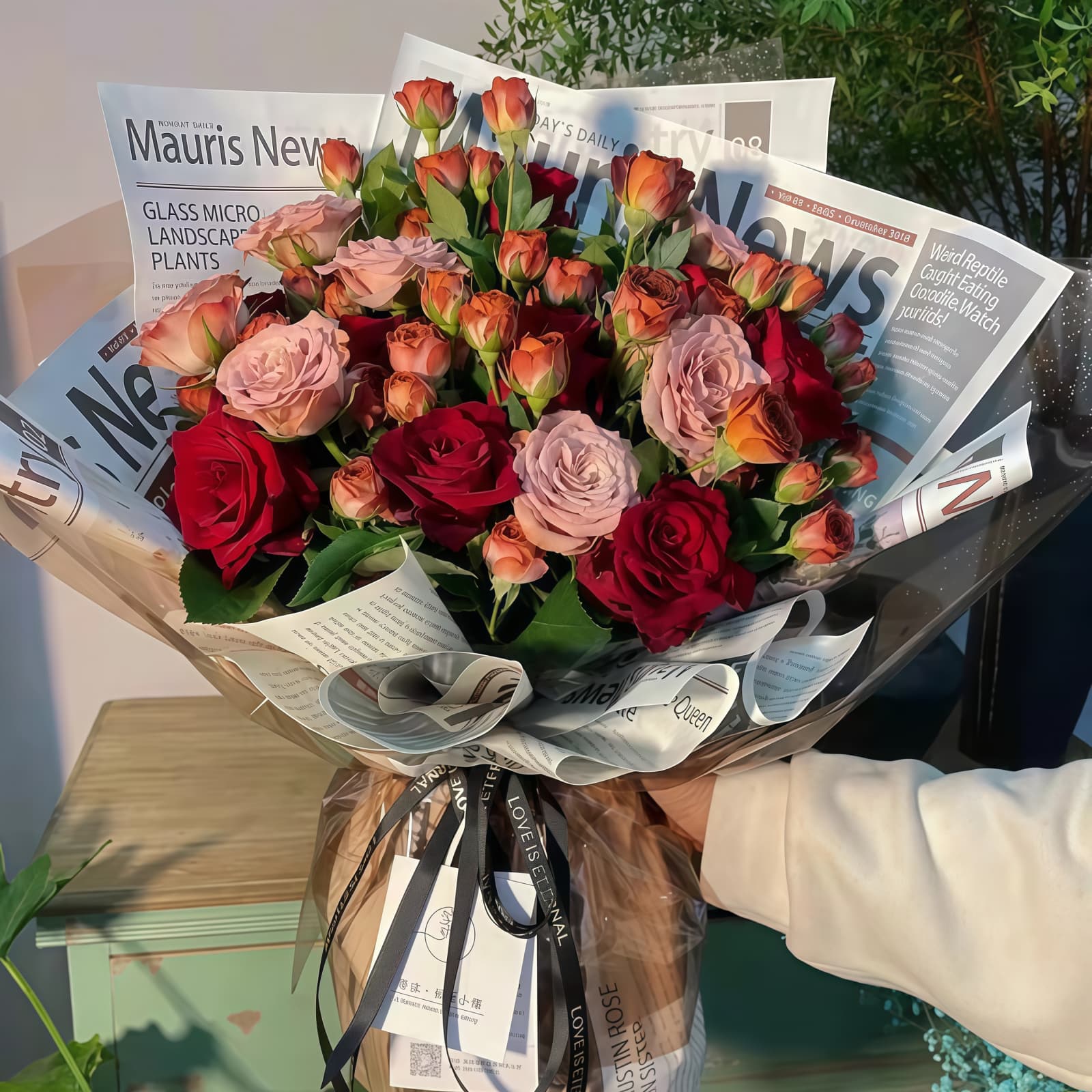 11 Mixed Cappuccino & Red Roses Bouquet – Royal Elegance Mixed Cappuccino & Red Roses Bouquet | Royal Elegance Floral Gift