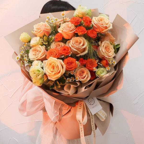 以爱之名 · 香槟玫瑰花束 11 Champagne Roses Bouquet - Elegant Floral Gift for Romantic Occasions