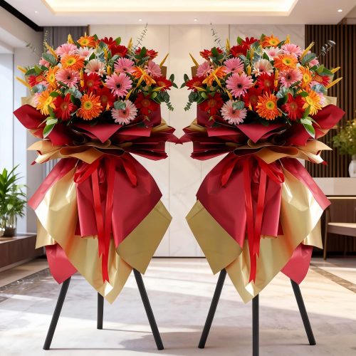 Barley & Mixed Flowers Basket - Rustic Floral Gift Arrangement