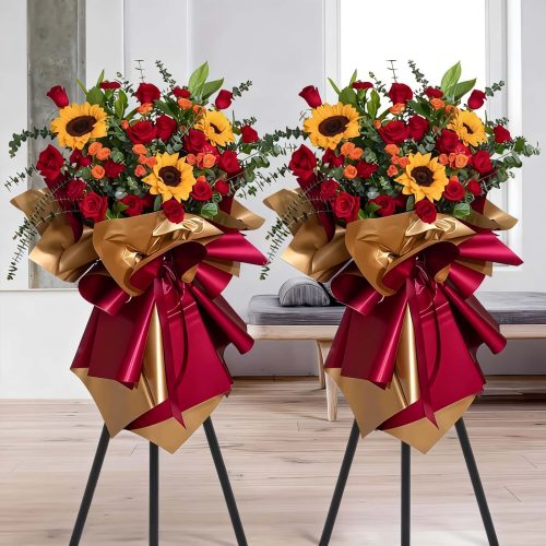 30 Roses 10 Gerbera Basket - Grand Success Floral Gift
