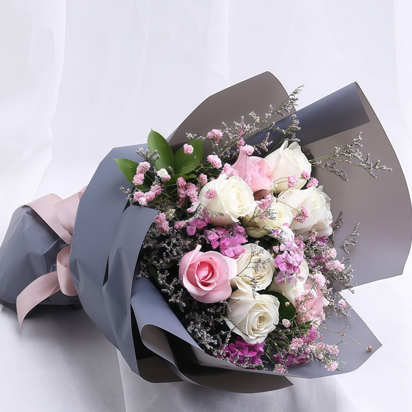 11 Mixed Roses Bouquet - Radiant Goddess | Elegant Pink & White Rose Arrangement - 2