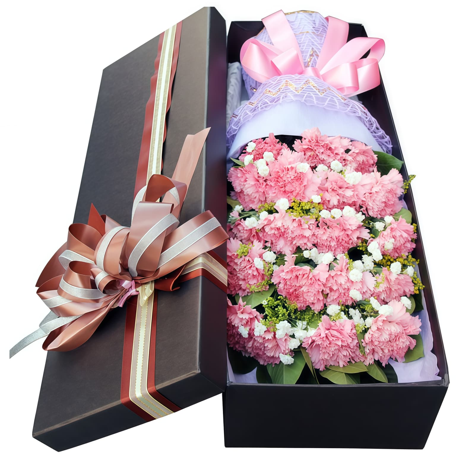 19 Carnations Gift Box – Teacher’s Tribute – 1 19 Carnations Gift Box - Elegant Flower Bouquet for Teacher’s Day - 1