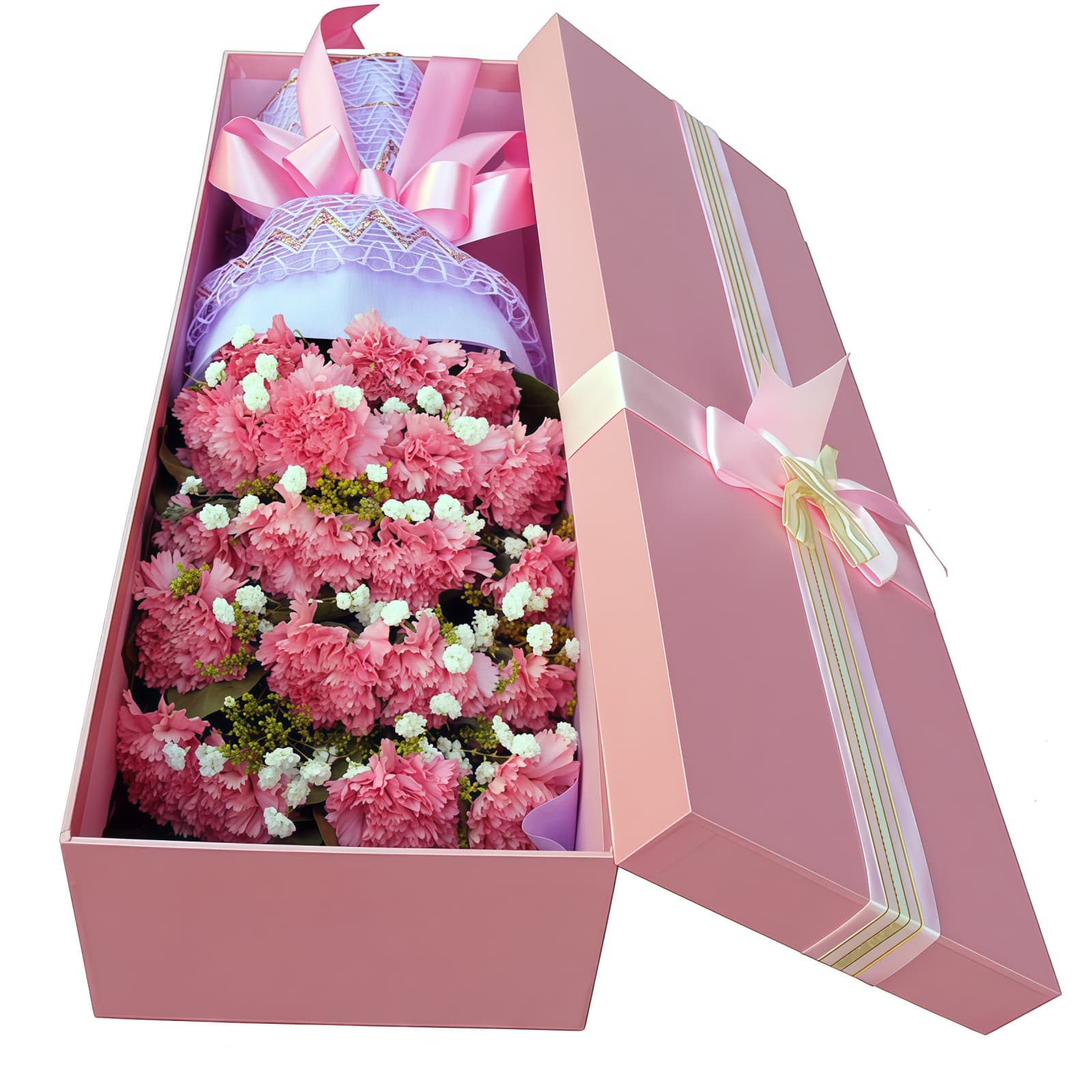师爱赞歌 · 康乃馨与满天星礼盒 19 Carnations Gift Box - Elegant Flower Bouquet for Teacher’s Day - 2