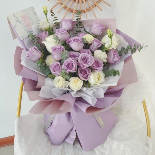 27 Mixed Roses & Eustoma Bouquet - Morning Bloom | Elegant Floral Gift