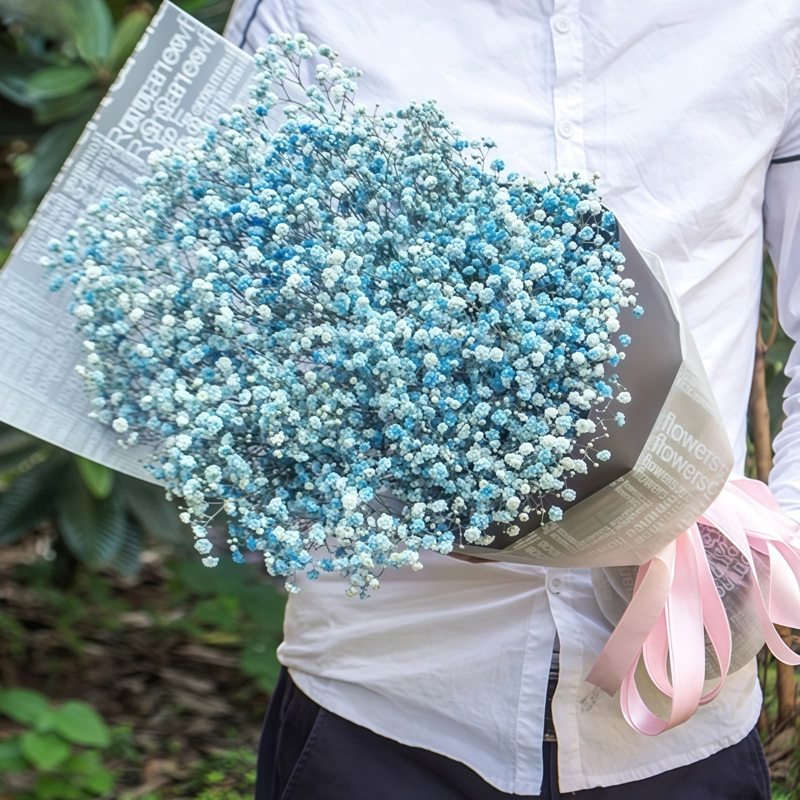 Blue Baby’s Breath Bouquet – Starry Dreams – 1 Blue Baby's Breath Bouquet - Starry Dreams | Enchanting Floral Gift - 1