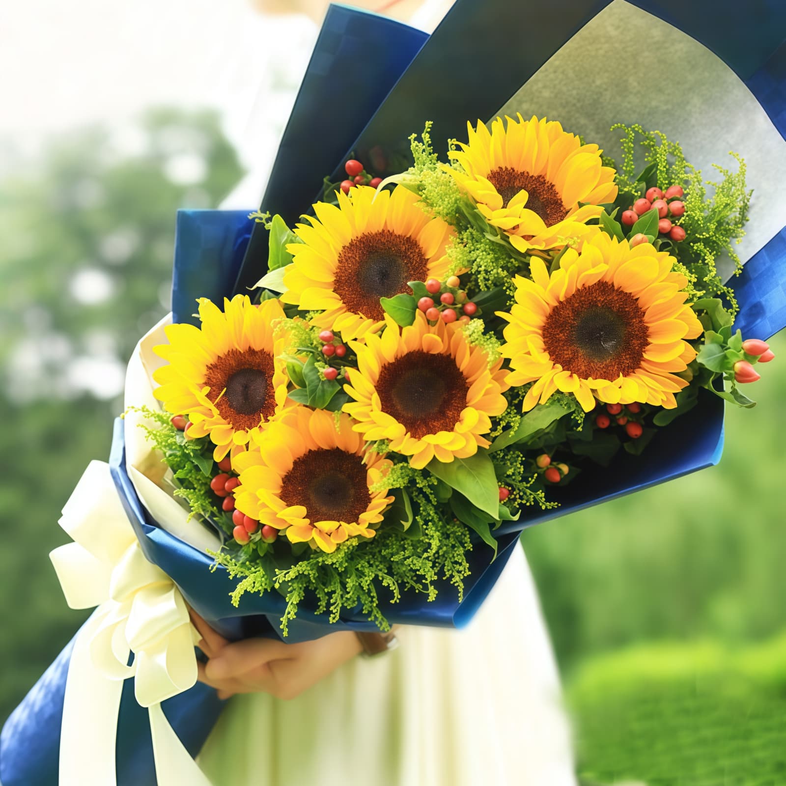 6 Sunflowers Bouquet - Radiant Sunshine Gift for Any Occasion