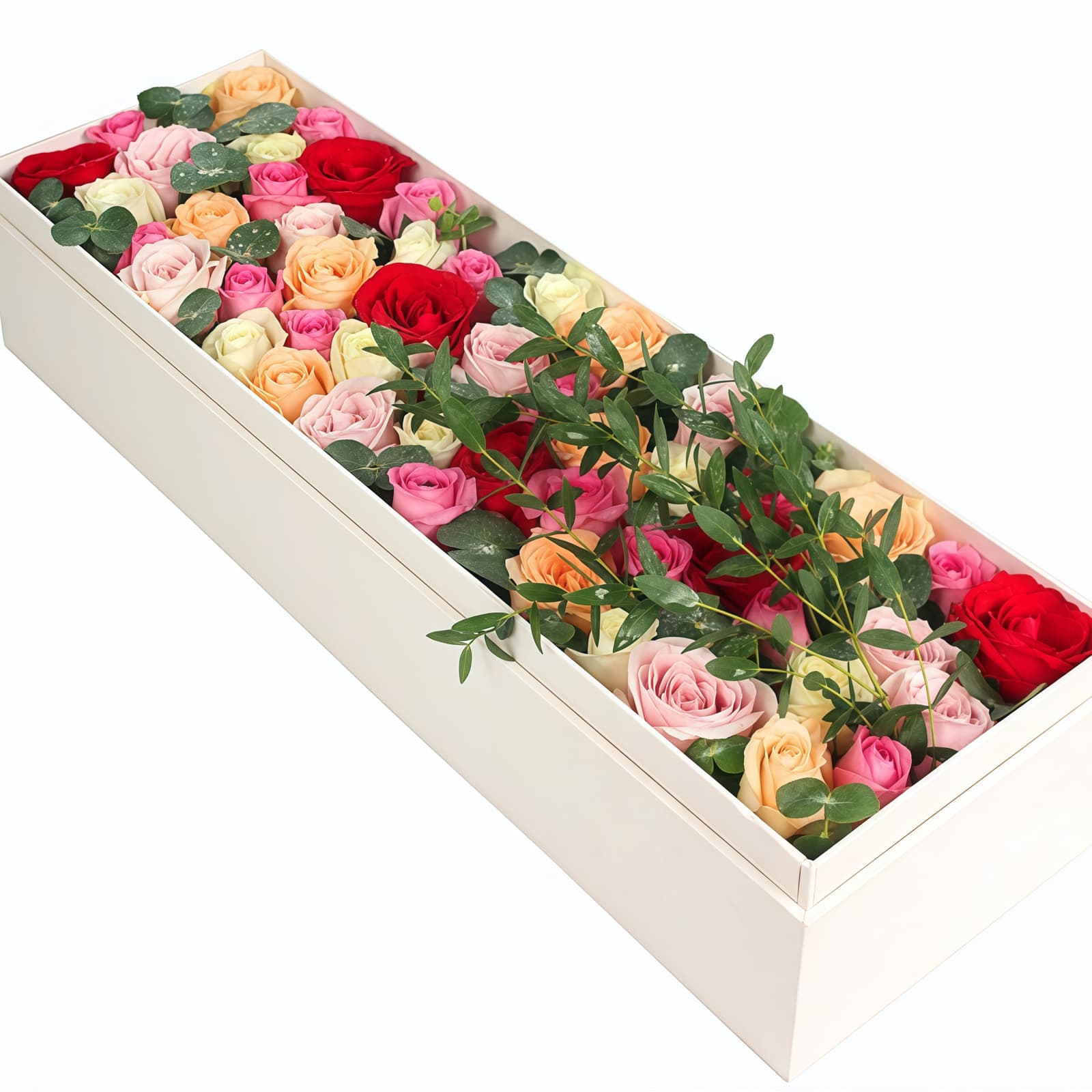 50 Mixed Roses Bouquet – Vibrant Joy – 1 50 Mixed Roses Bouquet - Vibrant Joy | Fresh Flower Delivery - 1