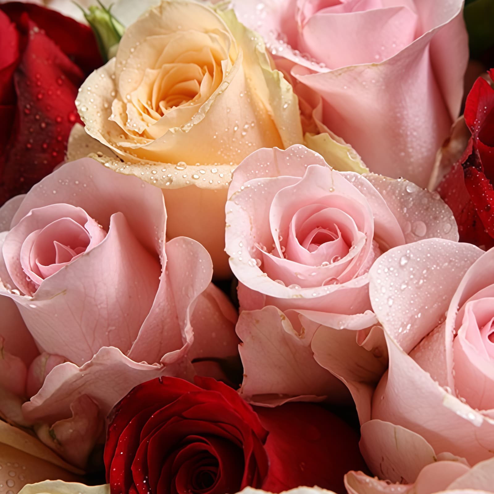 甜心 · 粉佳人、香槟与红玫瑰混搭 29 Mixed Roses Bouquet - Sweet Affection | Romantic Floral Gift - 4